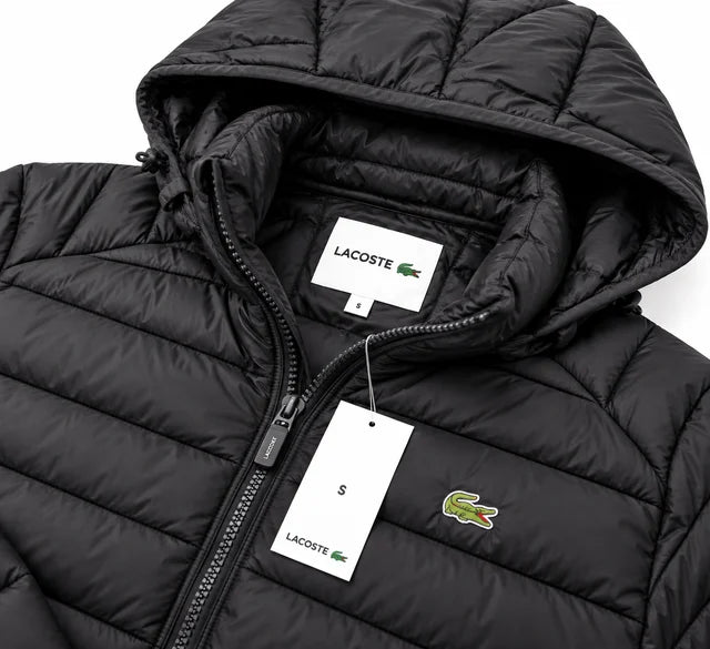 Chaqueta Lacoste Acolchada Negra con Capucha