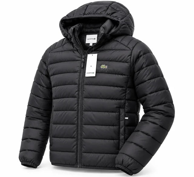Chaqueta Lacoste Acolchada Negra con Capucha